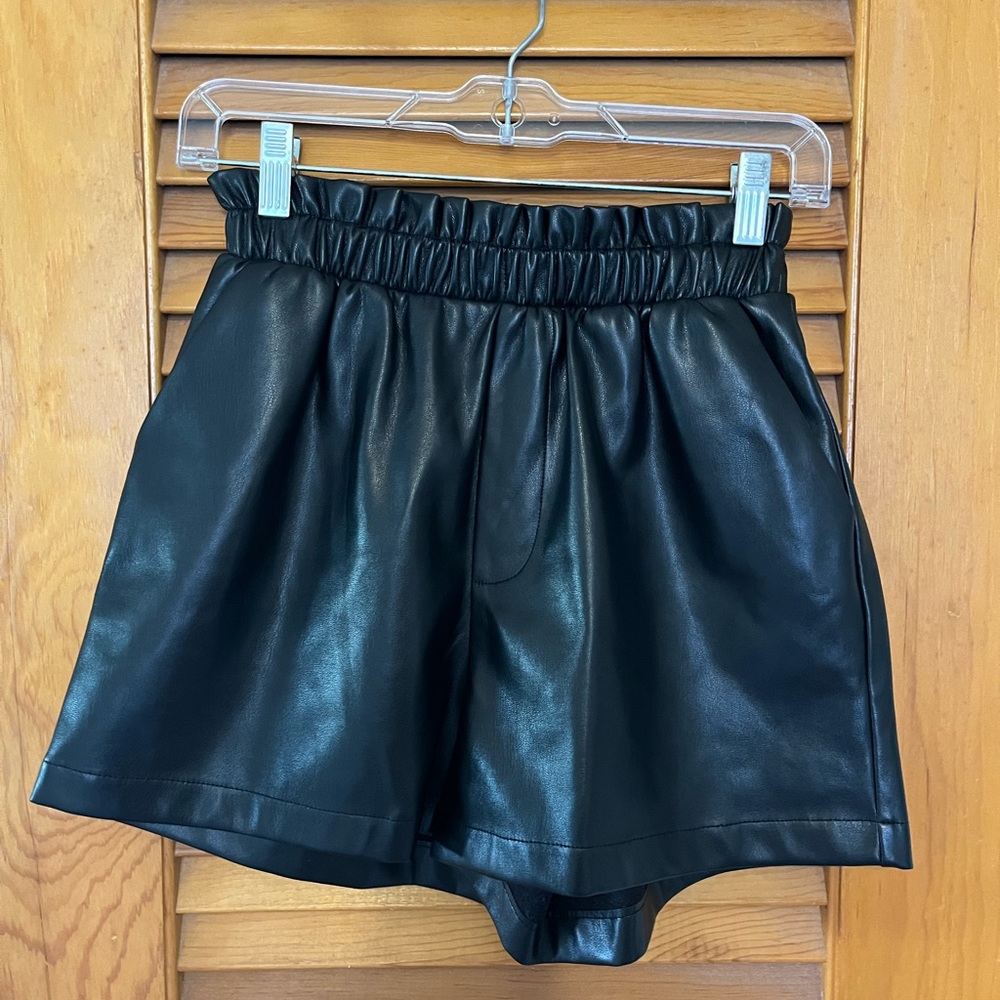 black BB Dakota faux leather shorts